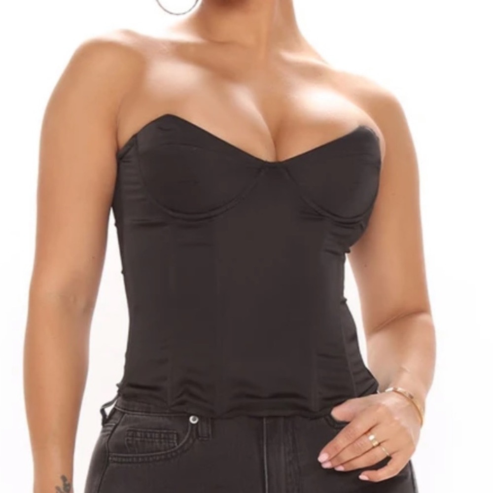 Plus Size satin bustier corset top strapless